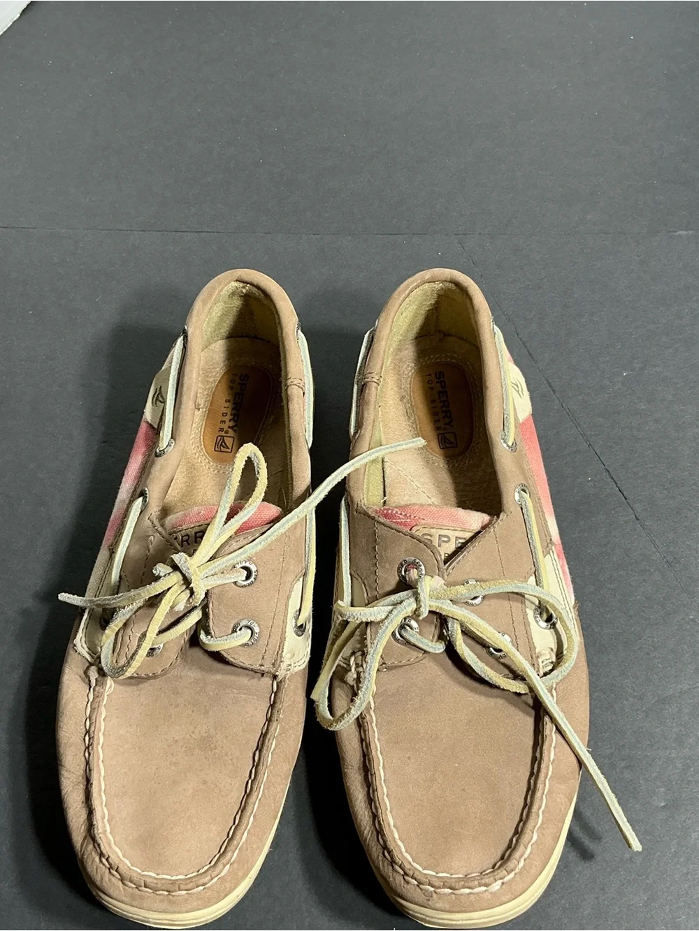 Sperry Men's Tan Suede Boat Shoes with Cream Accents